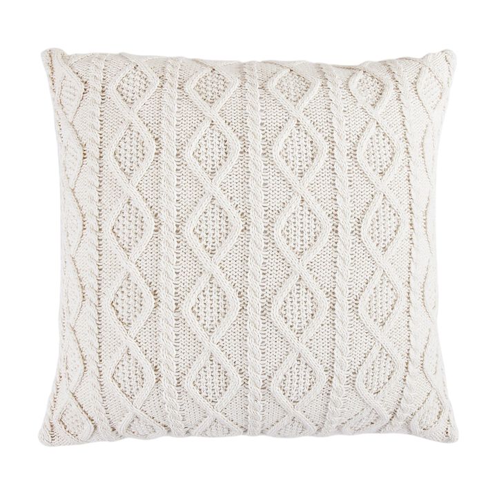 Cable Knit Soft Diamond Cream Euro Sham