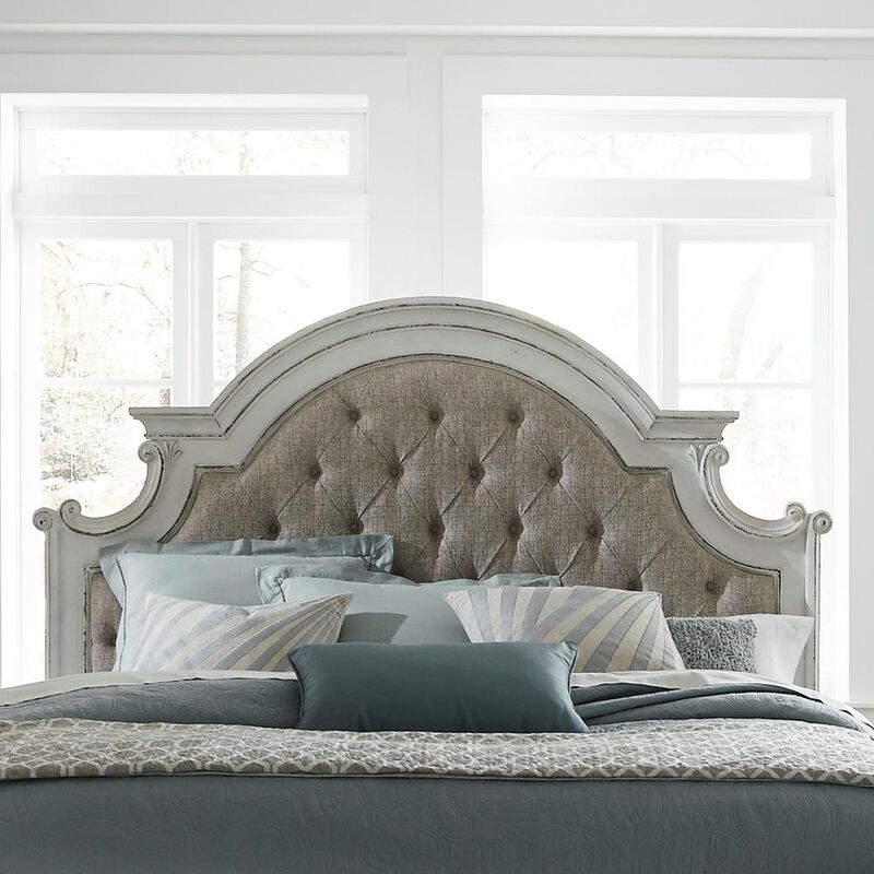 Liberty Furniture Magnolia Manor Queen Upholstered Panel Headboard - Weathered Bisque image number 2