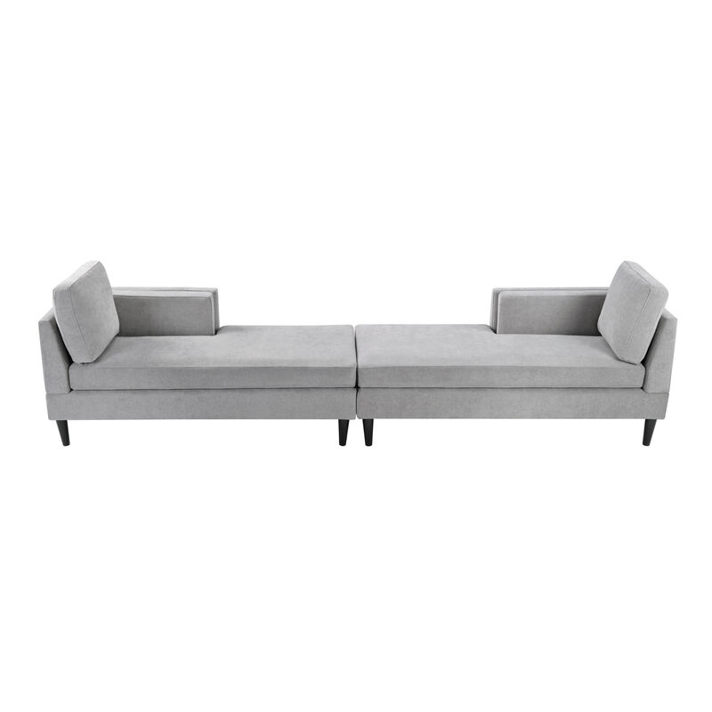 Merax Modular Chenille Chaise Lounge - Dual-Layer Armrests with Flexible Layouts Accent Chairs image number 4