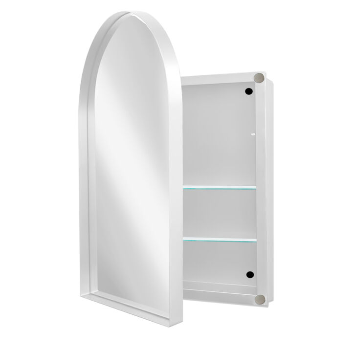 ELEMENT ACE Arched Recessed Medicine Cabinet with Mirror and Adjustable Shelves for Modern Bathroom Storage Solutions