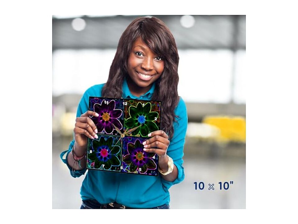 Cosmos Flower Collage Neon Glow Wall Clock 10 Inch Home Decor