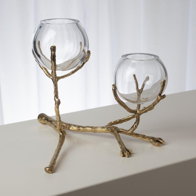 Twig 2 Vase Holder-Brass