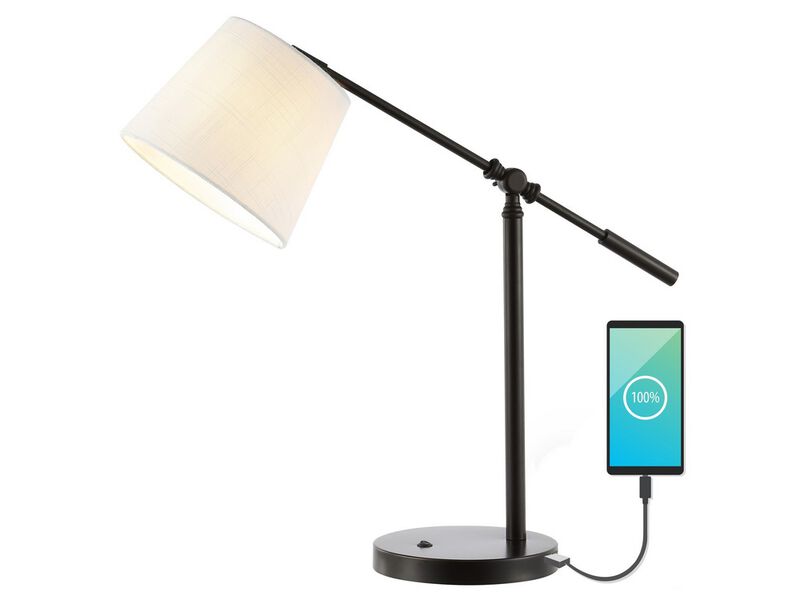 Troy Classic Contemporary Iron LED Task Lamp with USB Charging Port
