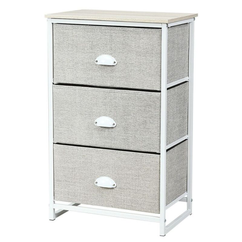 Hivago Nightstand Side Table Storage Tower Dresser Chest with 3 Drawers