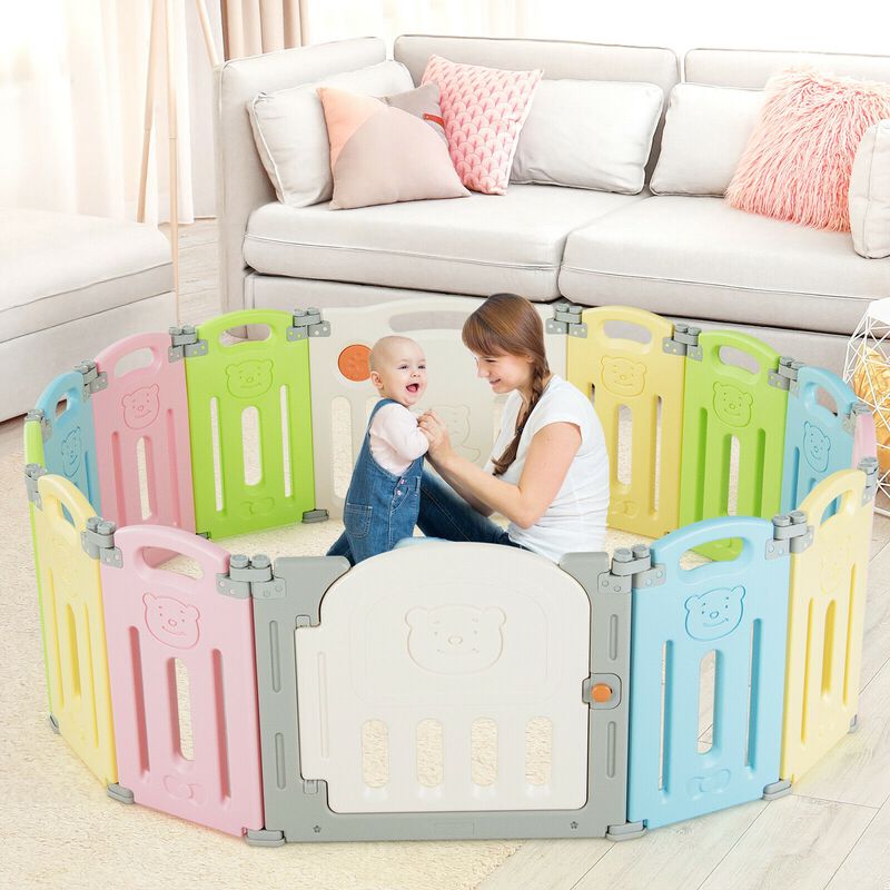 Foldable Baby Playpen 14 Panel Activity Center Safety Play Yard