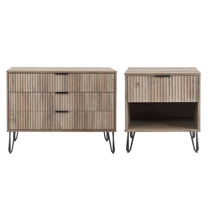 Dumbo Dresser and Nightstand Set in Gray