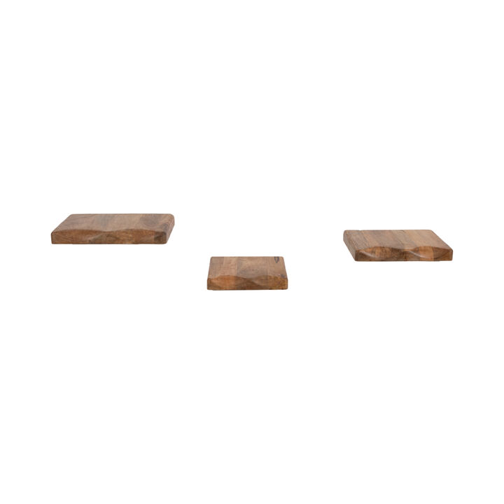 S/3 Mango Wood Shelves, Brown