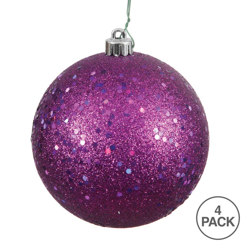 Vickerman 6" Plum Sequin Ball Ornament, 4 per Bag image number 2