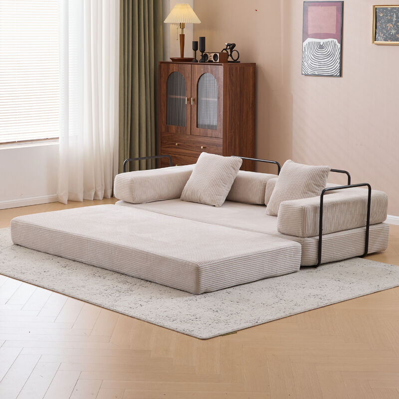 Convertible Floor Couch with Pillow Back, Armrest and Compression Sofa Design image number 2