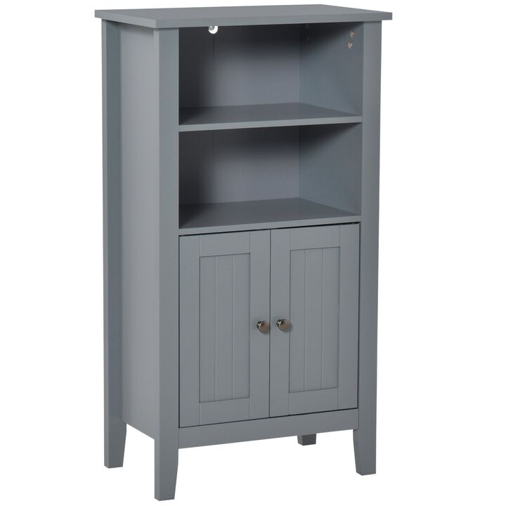 Grey Bathroom Organizer: Small Floor Cabinet with Double Doors