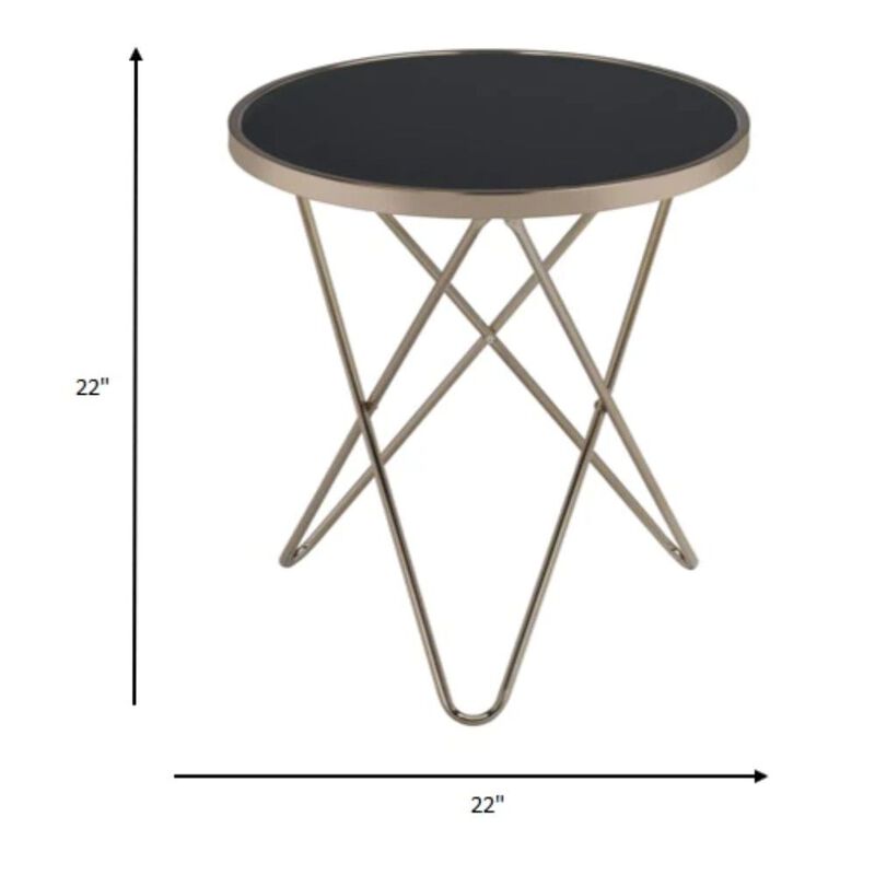 Homezia Mod Black Glass And Geo Gold End Table