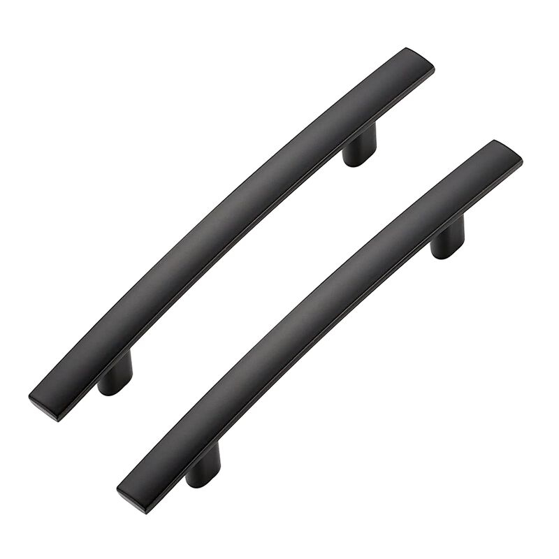 Ravinte Decor 10 Pack Cabinet Handles 3.75"" Hole Center - Curved Cabinet Pulls Black Drawer Pulls for Kitchen Cupboard Solid Ha