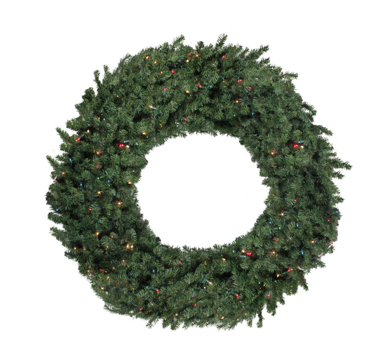 Pre-Lit Commercial Canadian Pine Artificial Christmas Wreath - 5-ft  Multi Lights