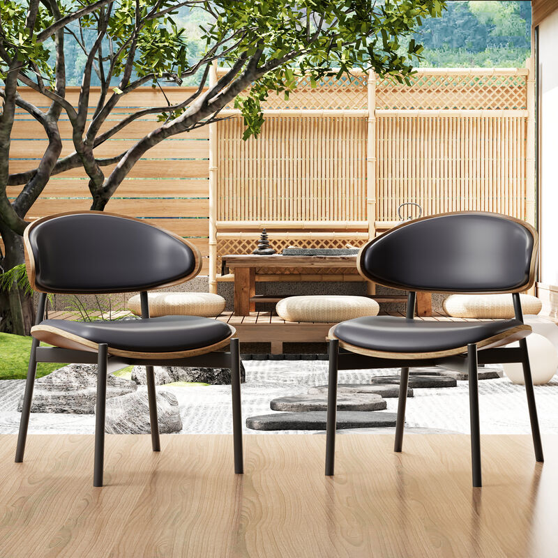 Leather Dining Chair with Wooden Frame & Metal Legs 2-piece 20.47"