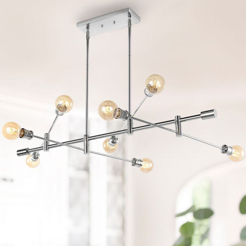 Ikon 8-Light Mid-Century Modern Arm-Adjustable Iron Linear LED Pendant