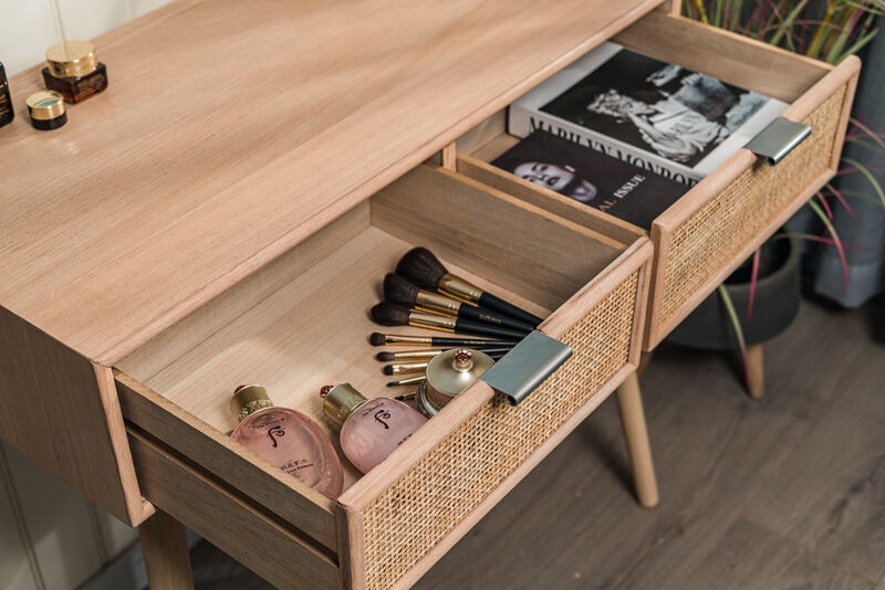 Scandinavian Wooden Console Table with 2 Drawers