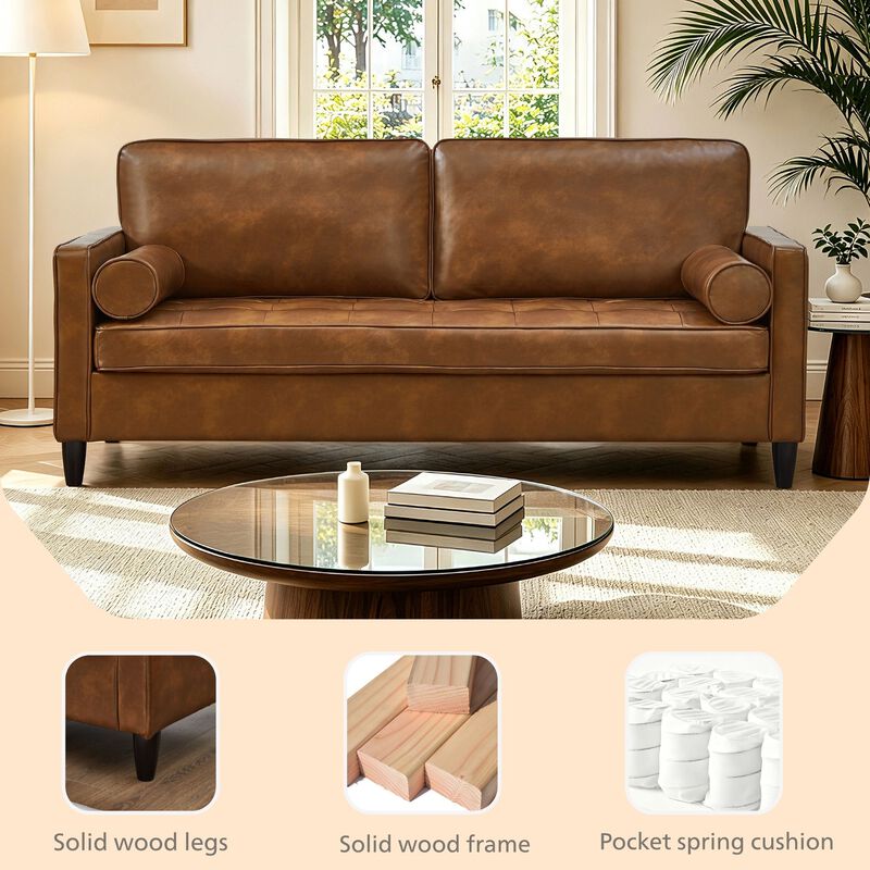 Galglo Breathable Faux Leather Couch image number 5