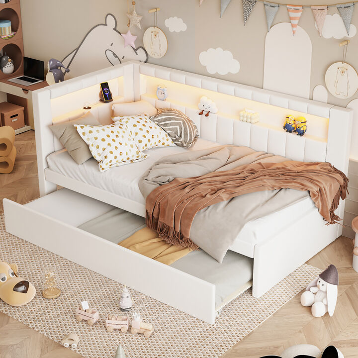 Merax Upholstered Platform Bed with USB Ports and LED