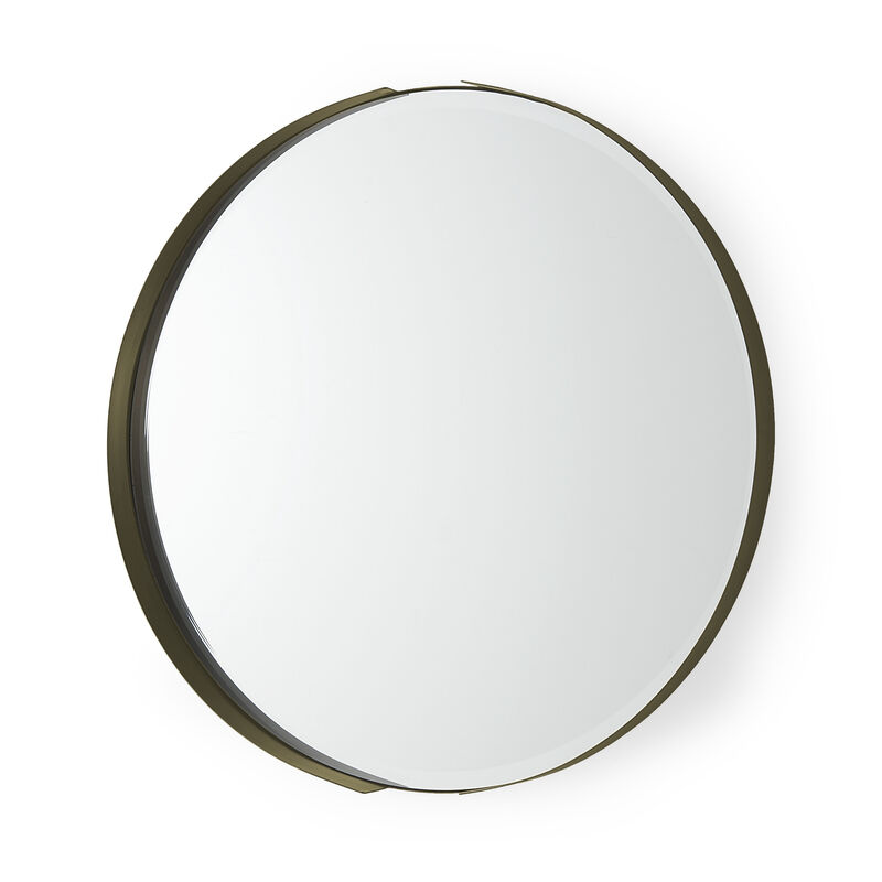 HomeRoots 24" Gold Metal Round Framed Accent Mirror image number 0