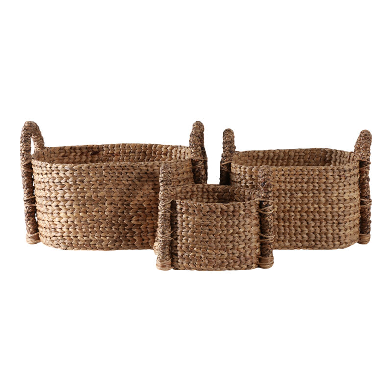 S/3 15/20/24" Oval Waterhyacinth Baskets, Natural image number 4