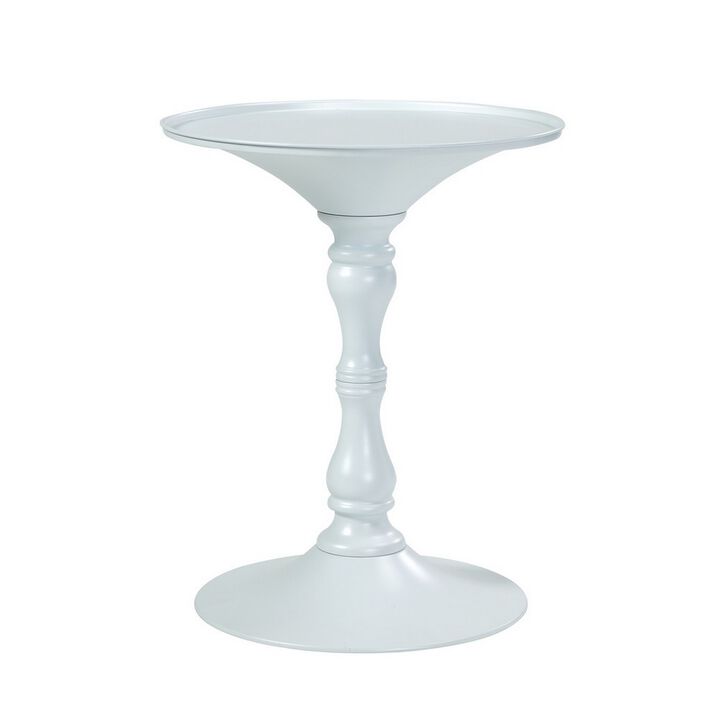 Wowi 23 Inch Side End Table, Round Hourglass Turned Base, White Finish