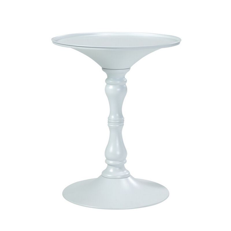 Wowi 23 Inch Side End Table, Round Hourglass Turned Base, White Finish