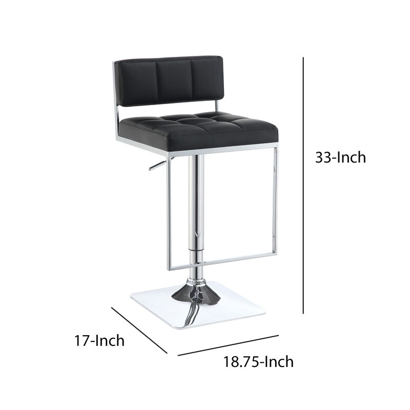 Adjustable Contemporary Metal Bar Stool, Black & Silver