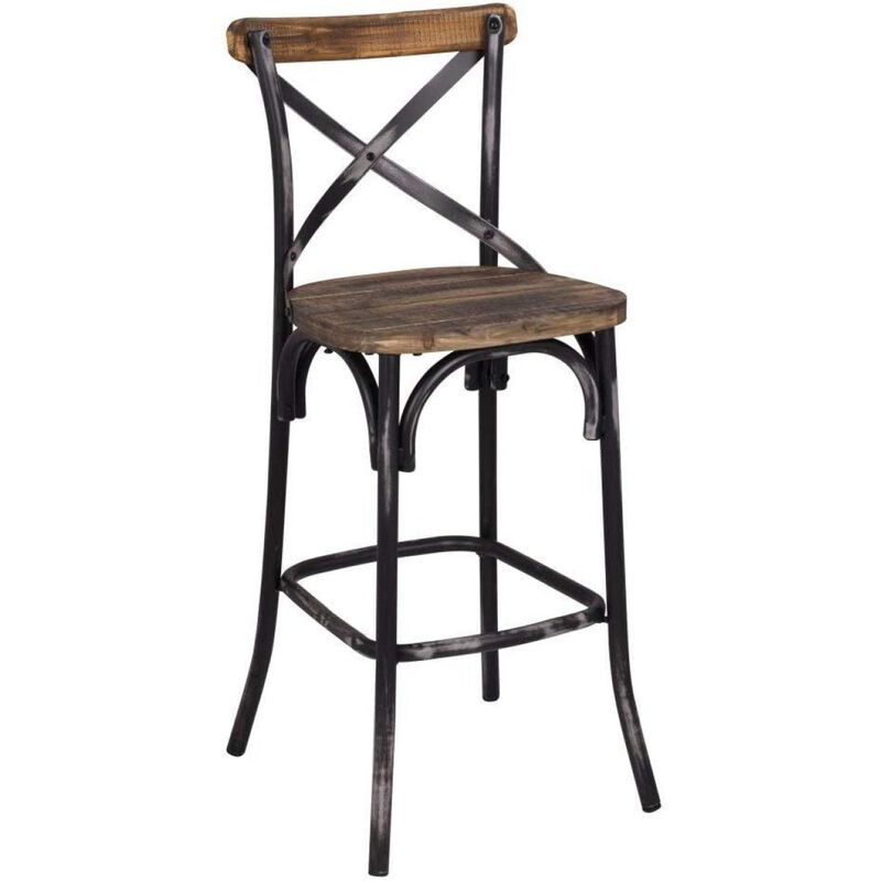 Zaire Bar Chair (1Pc) in Antique Black & Antique Oak