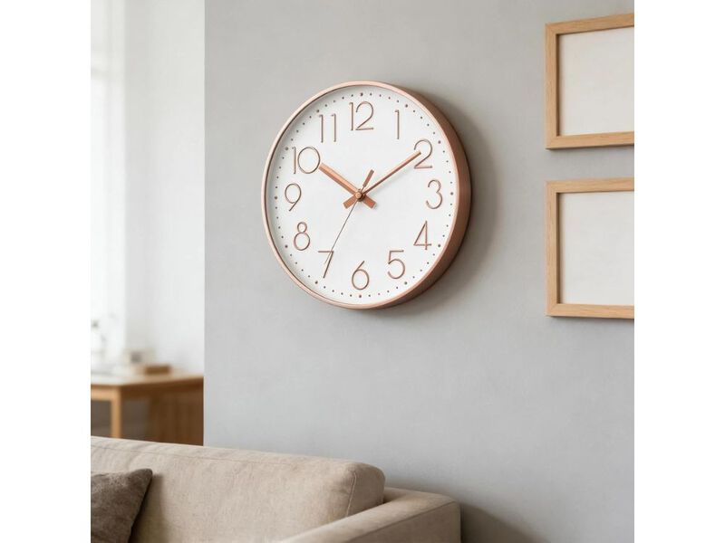 8 Inch Silent Non Ticking Wall Clock Battery Operated Modern 3D Rose Gold for Home Kitchen Office Bathroom Bedroom image number 1