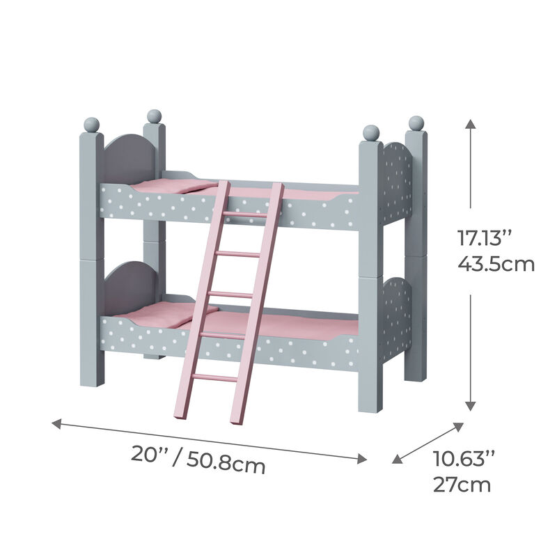 Olivia's Little World Polka Dots Princess Double Bunk Bed for 18" Dolls, Gray image number 5