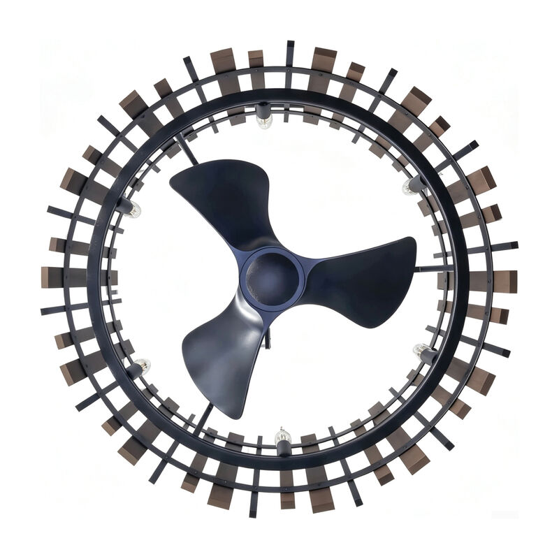 31" Modern Farmhouse Black Reversible 6-Speed Caged Ceiling Fan with Light and Remote for Bedroom, Living Room or Dining Room image number 6