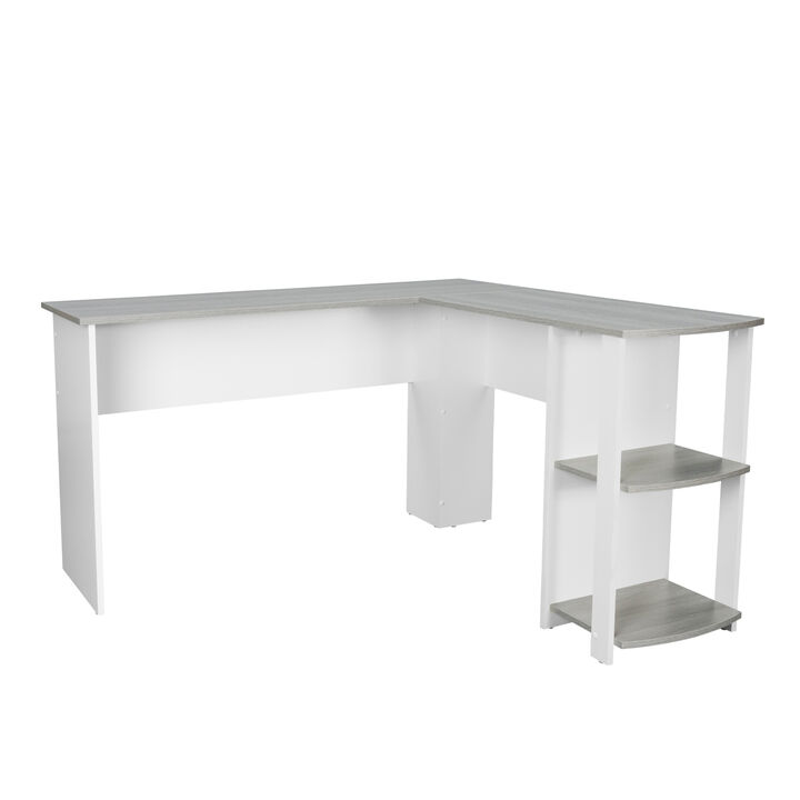 Streamdale Modern L-Shaped Desk With Side Shelves