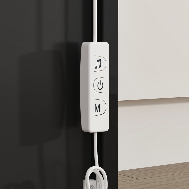 FUFU&GAGA Modern 3-Door Display Cabinet with Glass Fronts Wood Accent and Multi-Color LED Lighting 47.2 in. L x 16.1 in. W x 37.4 in. H Black