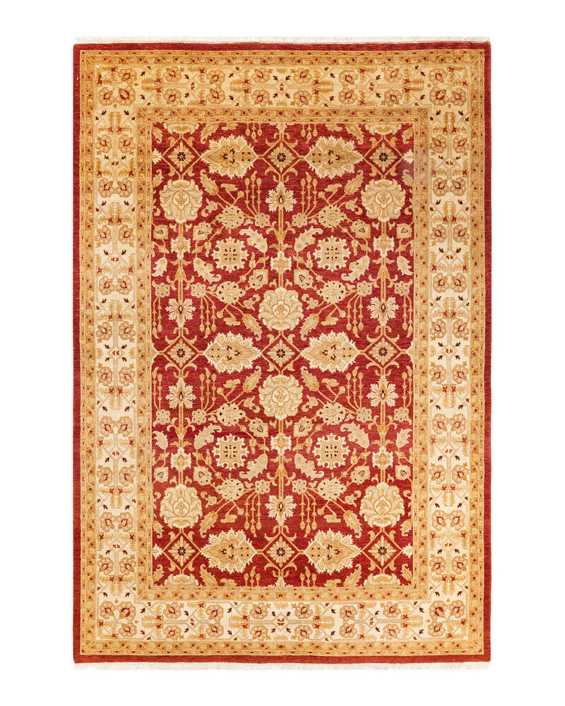 Eclectic, One-of-a-Kind Hand-Knotted Area Rug  - Orange, 6' 1" x 8' 10" image number 1
