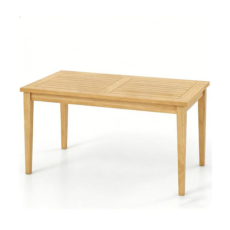 20"x35.5" Outdoor Teak Wood Coffee Table with Slatted Top for Balcony image number 0