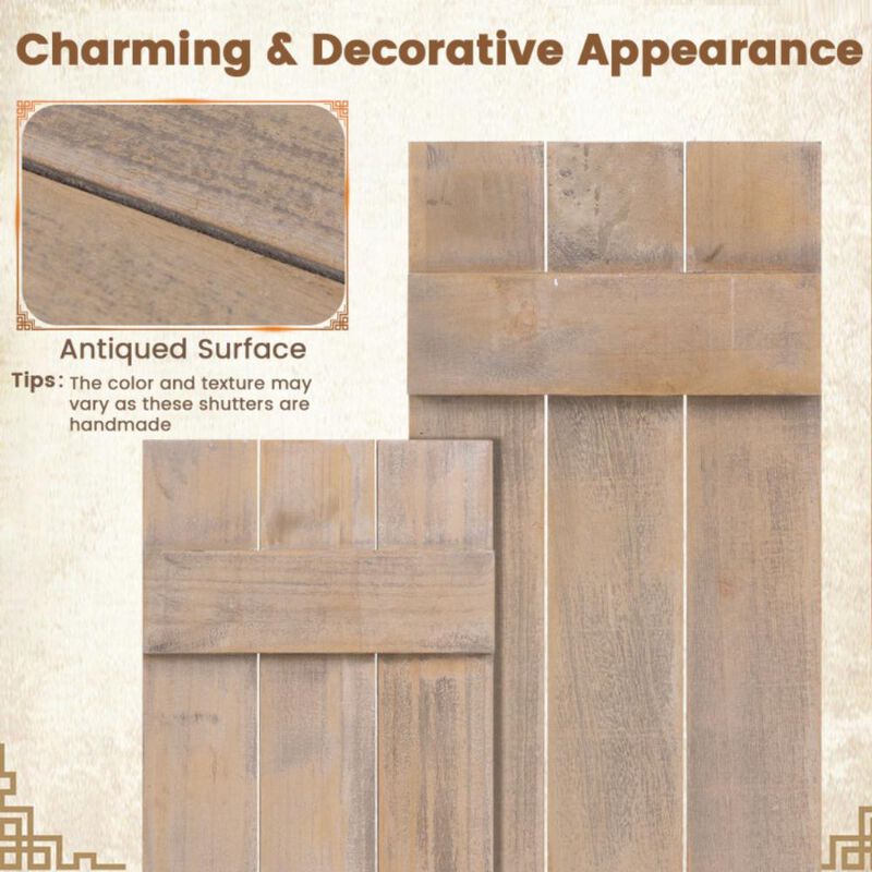 Hivvago 36 x 11 Inch Farmhouse Paulownia Wood Window Shutters Set of 2 for Windows