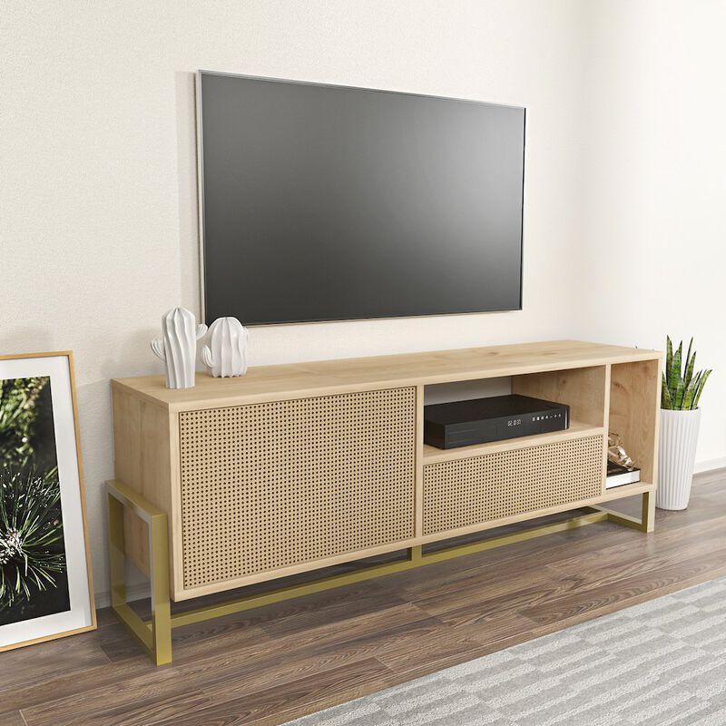 Decorotika Utopia Tv Stand Sapphire Oak Hazeran