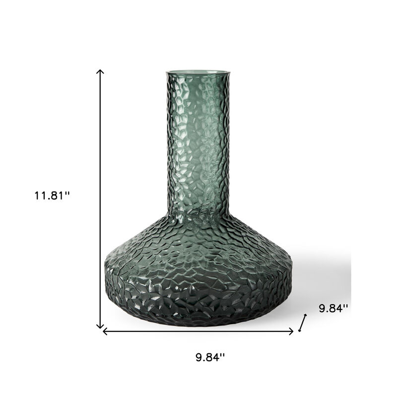 HomeRoots 12" Green Faceted Glass Table Vase image number 3
