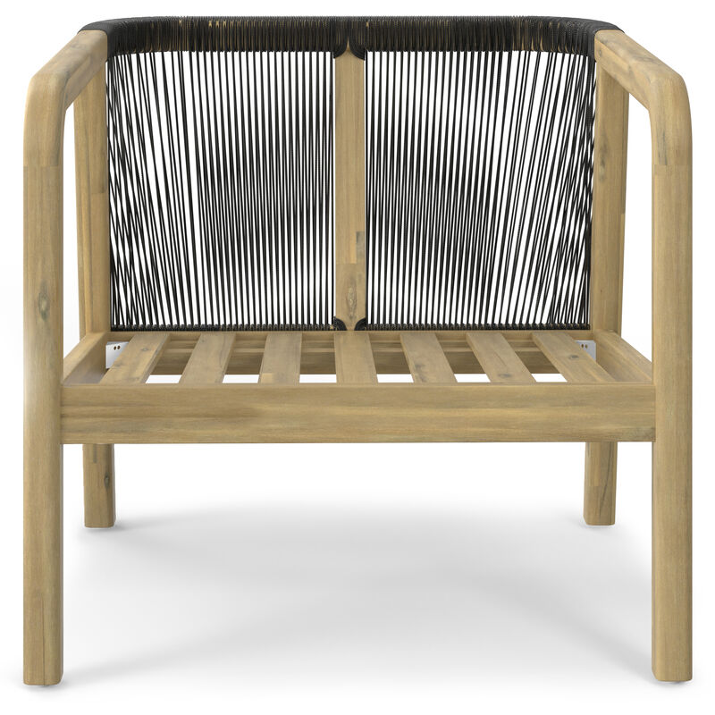 Palmetto SOLID ACACIA WOOD 29 inch Wide Irregular Contemporary Outdoor Conversation Chair (Set of 2) in Stone Grey, Fully Assembled