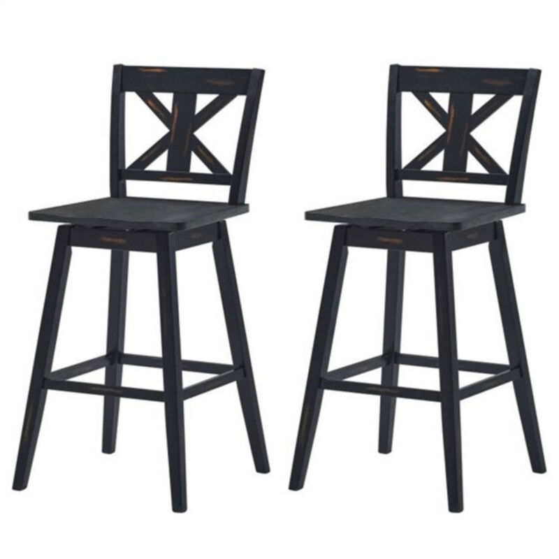 Set of 2 Wood Swivel Barstools – Modern Farmhouse Style for Kitchen, Dining Room, or Counter