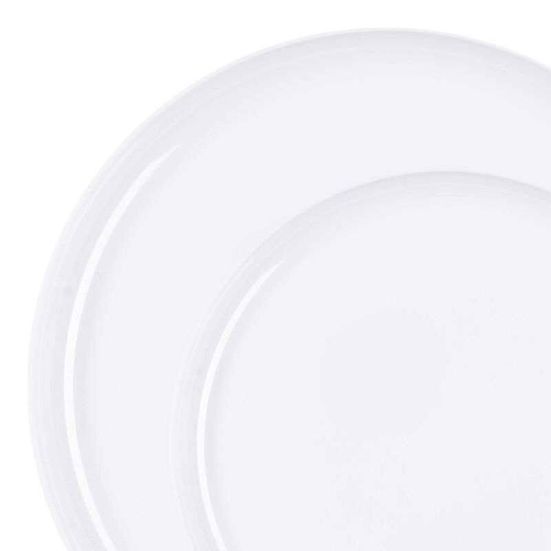 White Flat Round Plastic Dinnerware Value Set (40 Sets) image number 9