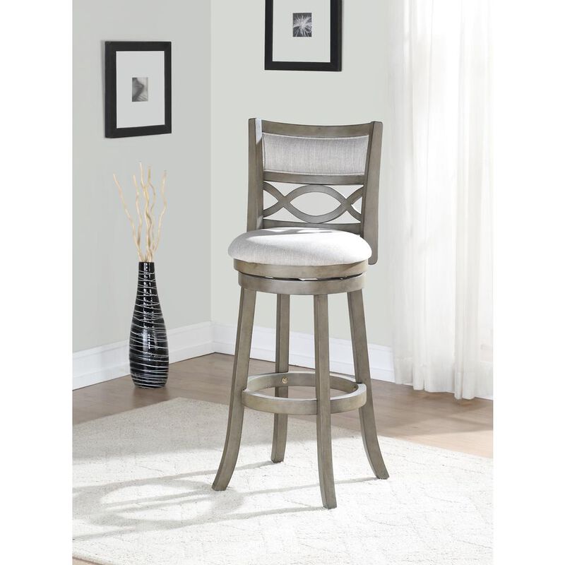 New Classic Furniture Manchester 29 Solid Wood Bar Stool with Fabric Seat in Ant Gray image number 1