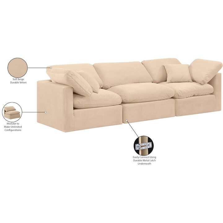 Meridian Furniture Indulge Beige Velvet Modular Sofa