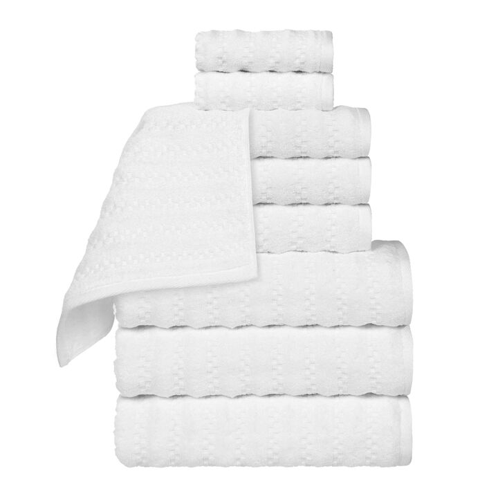 Zero Twist Cotton Waffle Stripe Towel Set Plush Absorbent Towels
