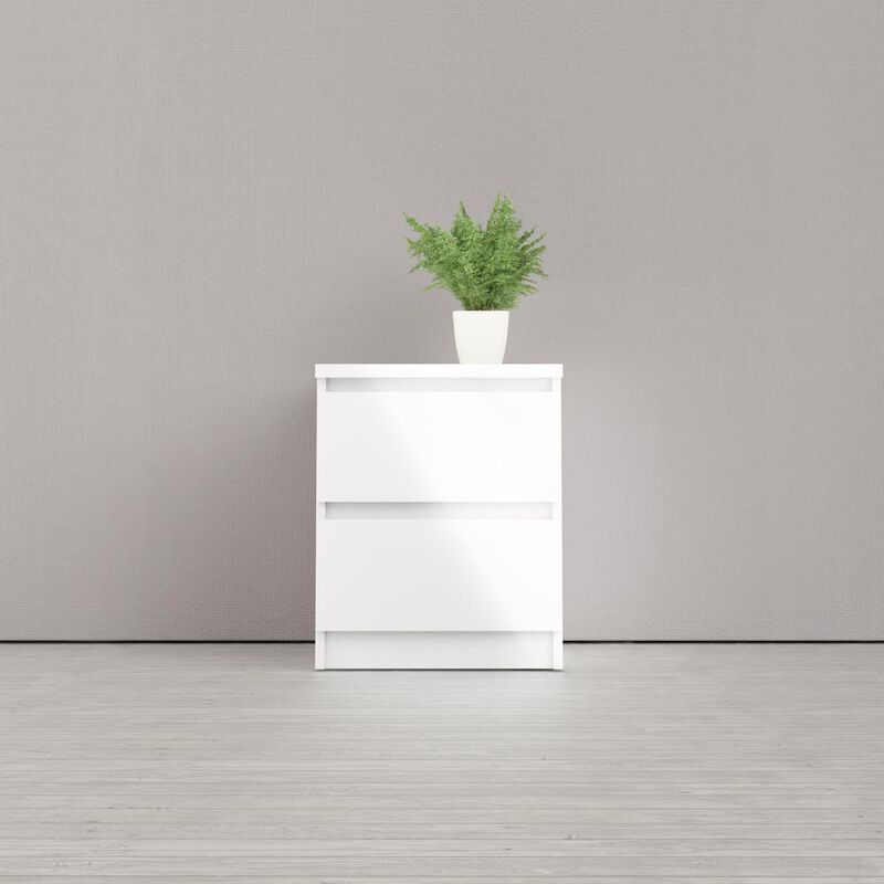Tvilum 2 Drawer Nightstand White High Gloss