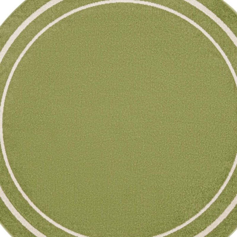 HomeRoots 8' Green And Ivory Round Indoor Outdoor Area Rug image number 2