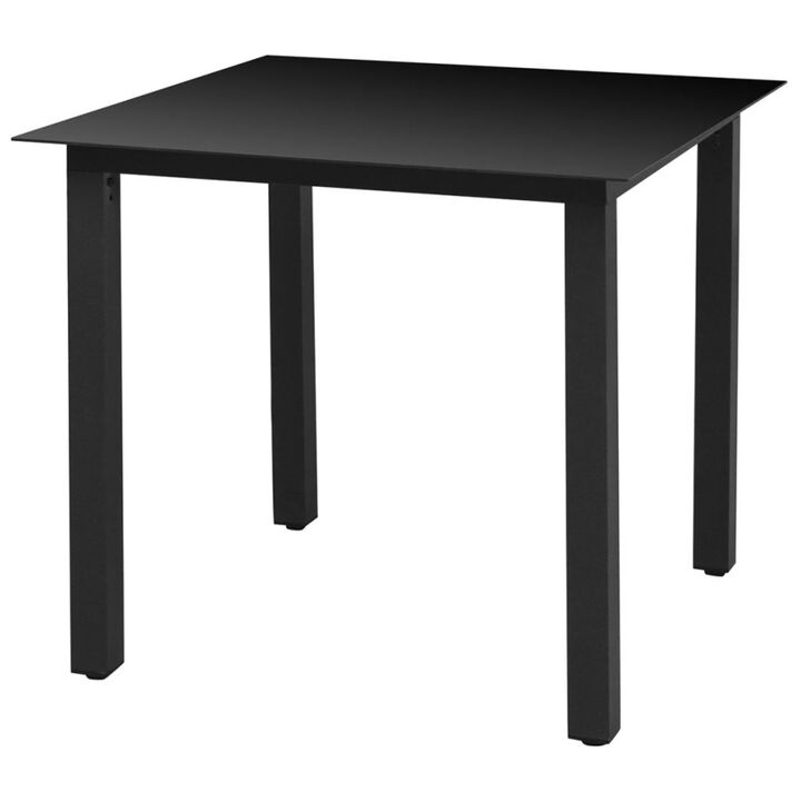 vidaXL Garden Table Black 31.5"x31.5"x29.1" Aluminium and Glass