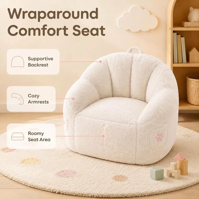 Vipbear Bean Bag Chair for Adults,Faux Fur Memory Foam Bean Bag Couch Sofa High Back, Reading Chair image number 3