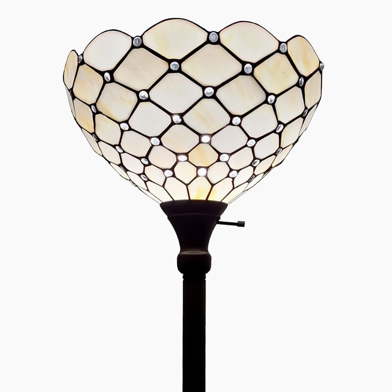 Hivvago 62" Brown And White Floor Lamp With White Glass Bowl Shade