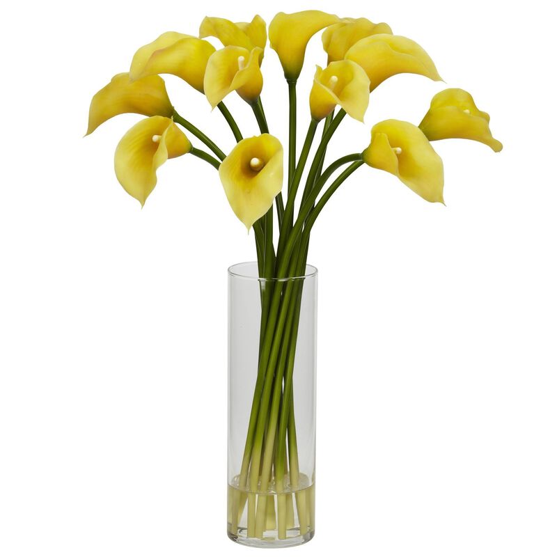 Nearly Natural Calla Lilly w/Cylinder Vase
